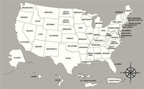 United States Of America With Its Territories Map Stock Illustration