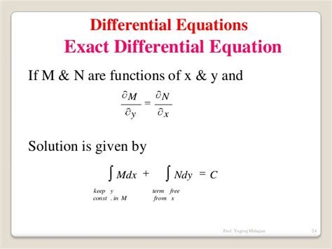 Exact Differential Equations Isaacs Science Blog