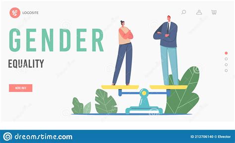 Gender Sex Equality And Balance Landing Page Template Businessman And Businesswoman Characters