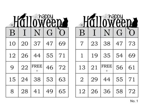 Halloween Bingo Cards 1000 Cards 2 Per Page Immediate Pdf Etsy In