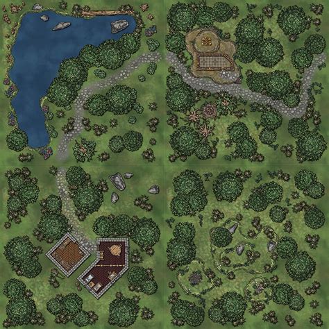 Vtt Battle Maps Fantasy Town Modular Woods 4 30x30maps60x60