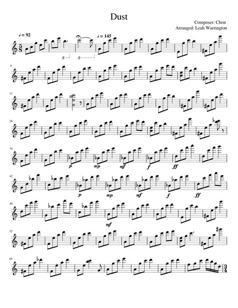 Dust Sheet Music For Piano Solo Easy