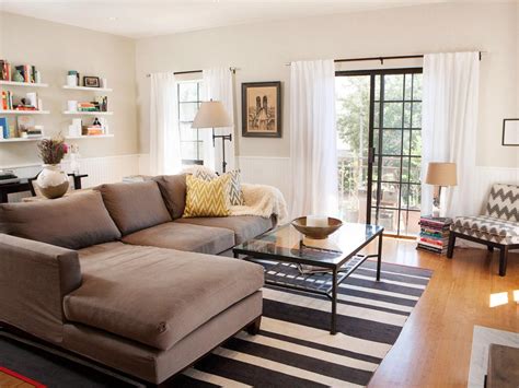 Airy Neutral Living Room Featuring L Shaped Couch Hgtv