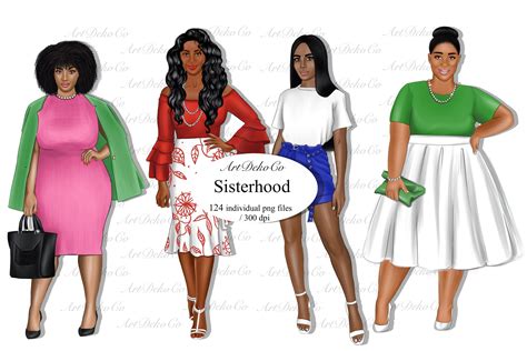 Sisterhood Clipartafro Girls Clipart Graphic By Artdekoco · Creative
