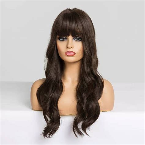 Long Brown Wig With Fringe By Lets Get Wiggy Wigslolita Etsy