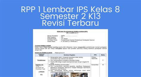Ilmu pengetahuan sosial (ips) kelas/semester : RPP 1 Lembar IPS Kelas 8 Semester 2 K13 Revisi 2020 - Katulis