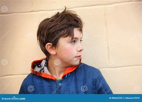 Preteen Handsome Boy Half Face Close Up Portrait Stock Image Image Of