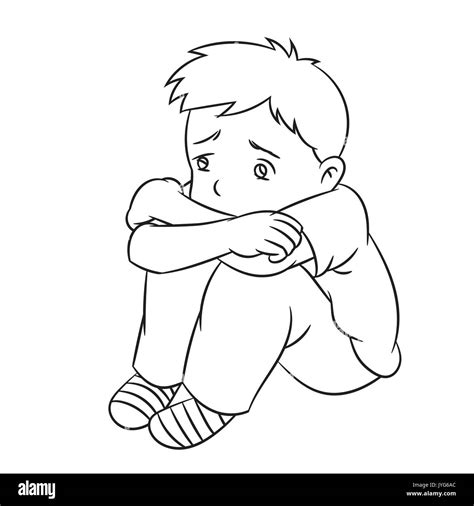 Sad Little Boy Drawing