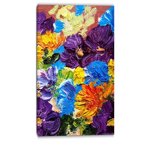 Designart Heavily Textured Abstract Flowers Abstract