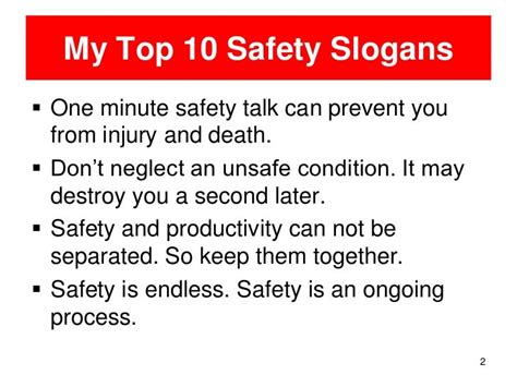 My Top 20 Safety Slogans