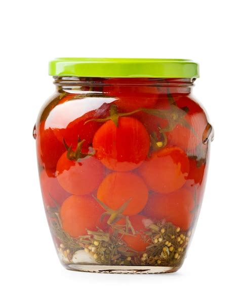 Premium Photo Canned Cherry Tomatoes In A Closed Glass Jar Isolated