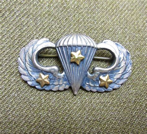 Us Paratrooper Jump Wings With Applied 3 Jump Stars Sold J