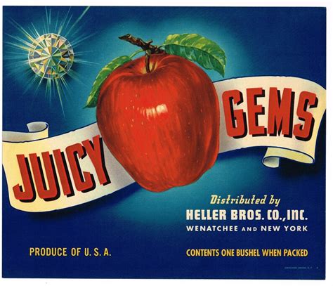 Original Vintage Apple Crate Label 1940s Juicy Gems Diamond Etsy