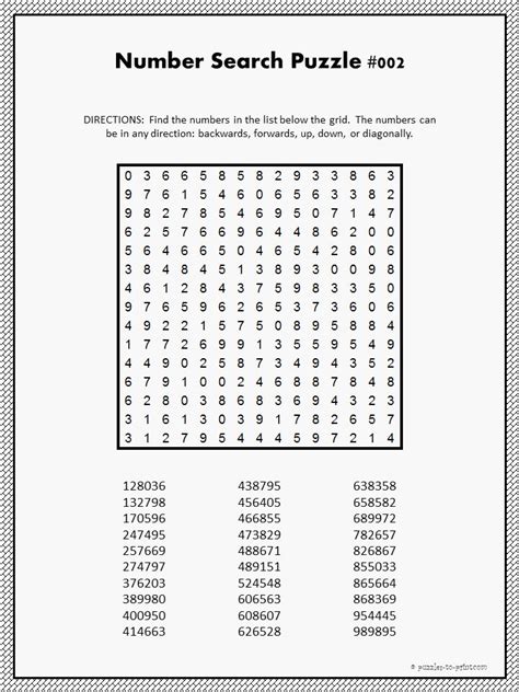 Printable Number Word Search Printable Word Searches