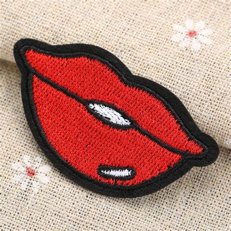 buy sexy lip tooth embroidered patches iron on cartoon motif applique dk