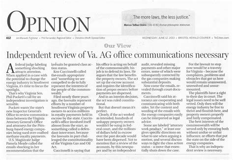 June 12, 2013 – Bristol Herald Courier – Opinion – Independent review