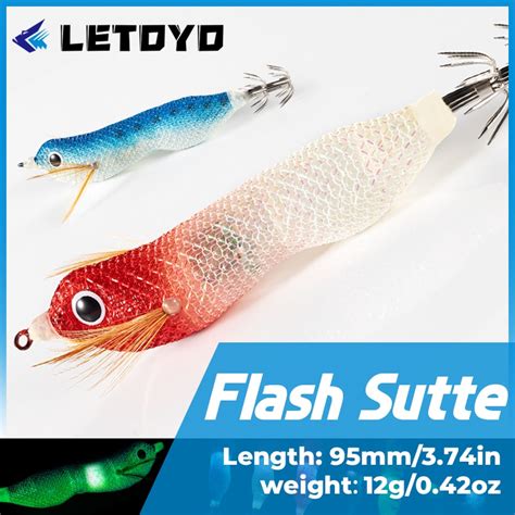 LETOYO Flashing LED Squid Jig Lures 80mm 12g Auto Luminous Eging