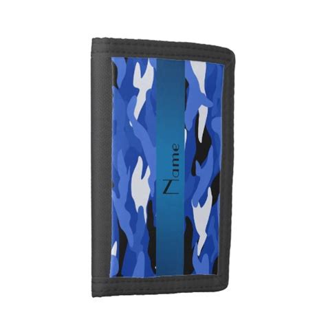 Personalized Name Blue Camouflage Trifold Wallet Zazzle