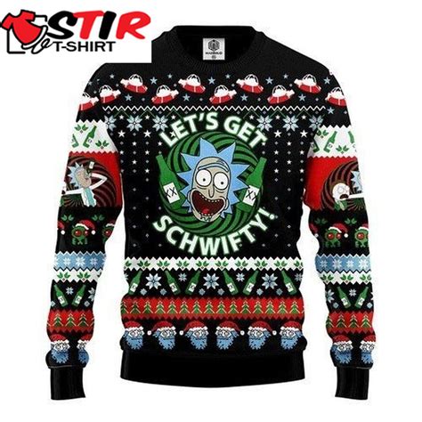 Rick And Morty Lets Get Schwifty For Unisex Ugly Christmas Stirtshirt