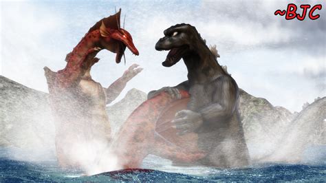 Mmd Godzilla Vs Titanosaurus Water Battle By Bigjohnnycool On