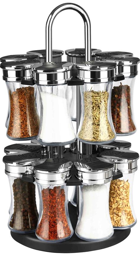 Home Basics Revolving Spice Rack Set With 2 Tiers Set Of 16