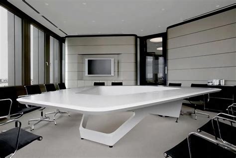 Futuristic Conference Table Design By Kinzo White Office Furniture