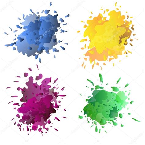 Set Of Vector Set Of Colorful Ink Splashes Ink Blots Splatter