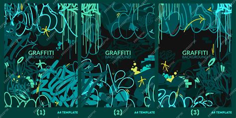 Sombre Abstrait Graffiti Urbain Style A4 Affiche Illustration