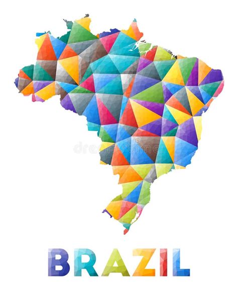 Brazil Colorful Low Poly Country Shape Stock Vector Illustration