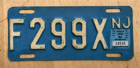 1995 New Jersey Motorcycle Cycle License Plate F 299 X Nj 95 Ebay