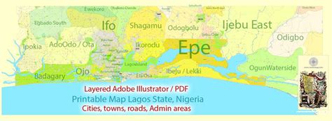 These population estimates and projections come from the latest revision of the un world urbanization. Lagos State Editable PDF Map 01 Admin Roads Cities and Towns, Nigeria, exact detailed vector Map ...