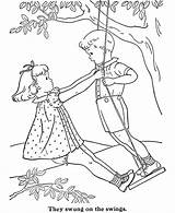Coloring Swing Children Playing Sheets Drawing Embroidery Boy Redwork Activity Child Tandem Sally Jane Dick Printable Pattern Popular Clipart Standing sketch template
