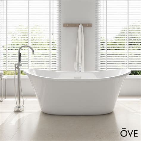Ove Decors Riley 29 In X 60 In White Acrylic Oval Freestanding Soaking Bathtub With Faucet And