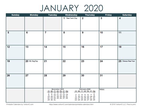 Download A Free 2020 Monthly Calendar Ocean From Vertex42 Com