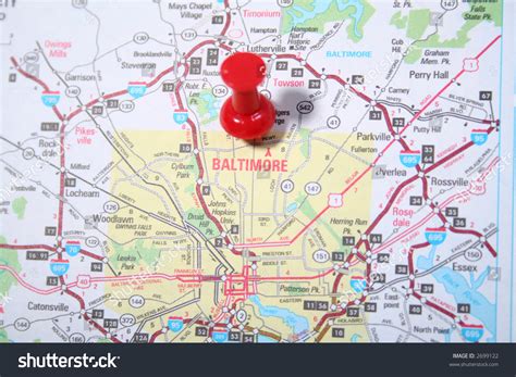 Map City Baltimore Maryland Pinpointed Red Stock Photo 2699122