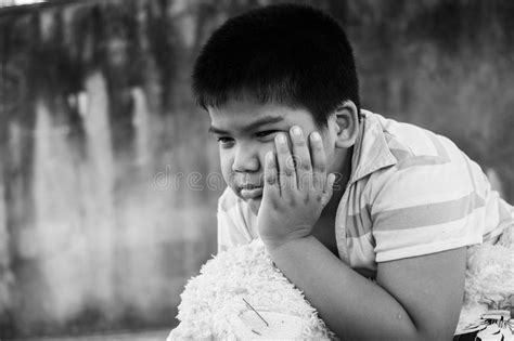 Face Cute Little Boy Sad Black White Tone Stock Photos Free And Royalty