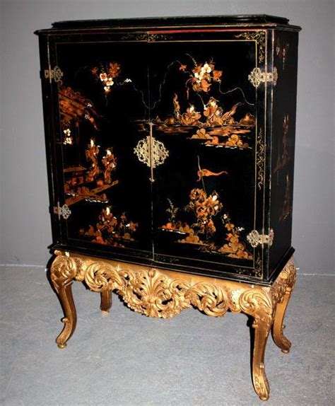Ornately Carved Antique Chinoiserie Bar Cabinet Chinoiserie Art Deco