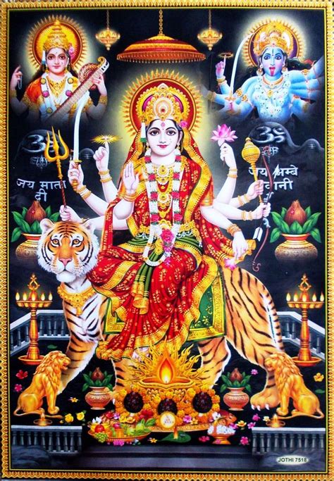 Durga Bhawani Devi With Saraswati And Kali Durga Kali Durga Kali