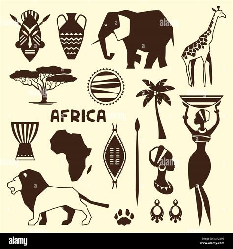 Set Of African Ethnic Style Icons In Flat Style Stock Vector Image
