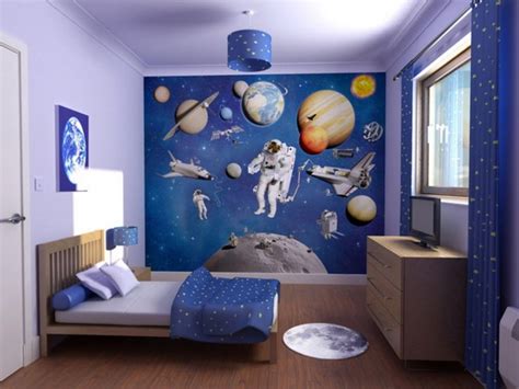 Modern loft beds, space saving kids room design. 15+ Incredible Space Themed Bedroom Ideas