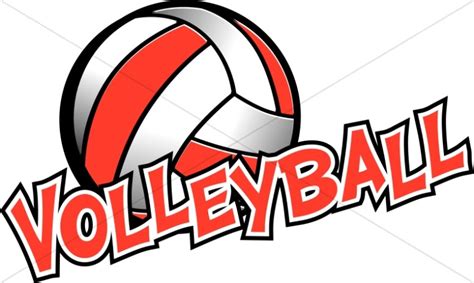 Volleyball In Red And White Youth Program Clipart