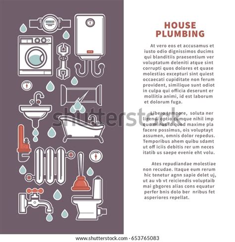 House Plumbing Vector Poster Infographics Template Stock Vector