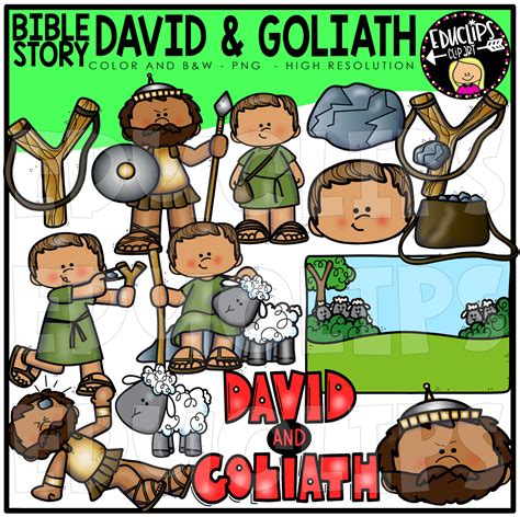 Bible Story David And Goliath Clip Art Set Edu Clips