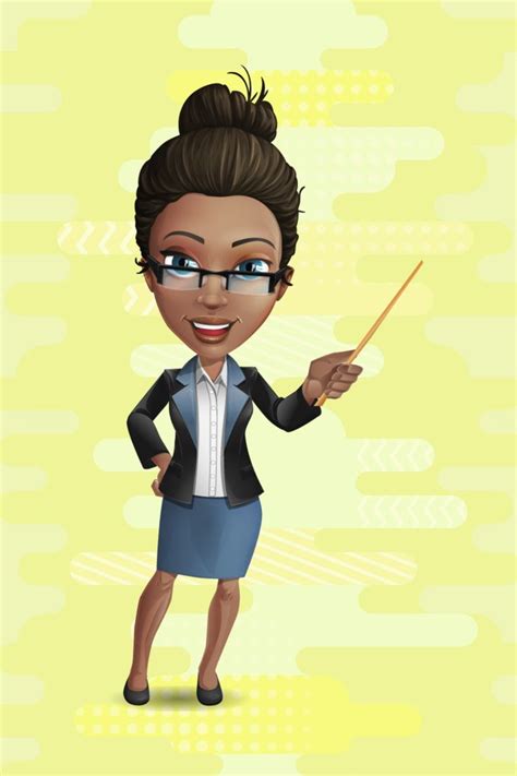 Young Female African American Teacher Cartoon Character Graphicmama Teacher Cartoon Cartoon