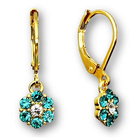 Annie And Belle Girls Crystal Flower Hoop Earrings For Kids Gold