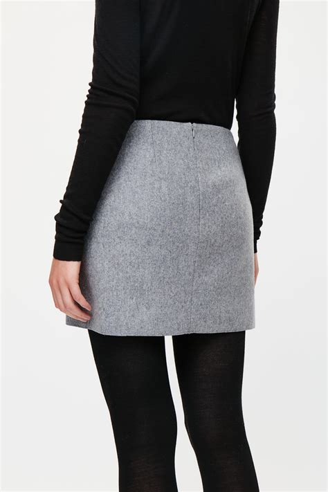 Cos Short Wool Skirt In Grey Gray Lyst