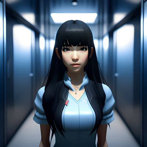 Lexica 3d Low Poly Render Of Anime Girl With Long Black Hair Black Eyes Blunt