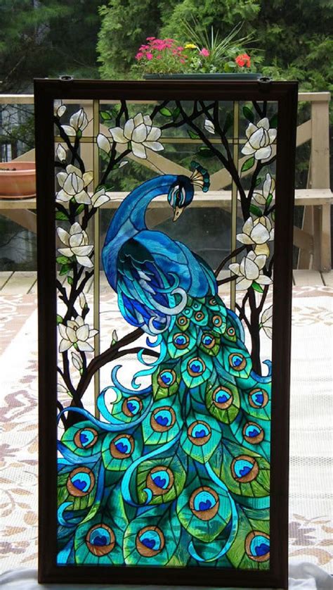 Peacock stained glass window film. Absolutely beautiful stained glass peacock art | My love ...