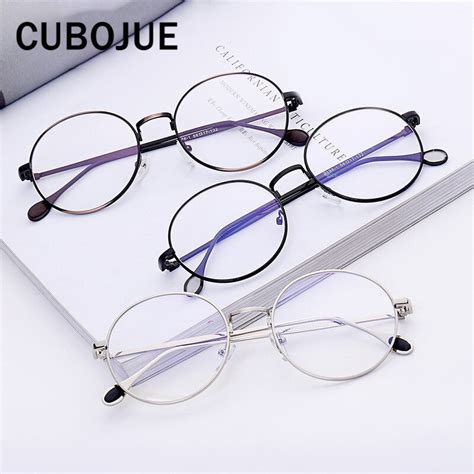 cubojue vintage round women glasses 50mm circle eyeglass frames with optical lens eyewear for