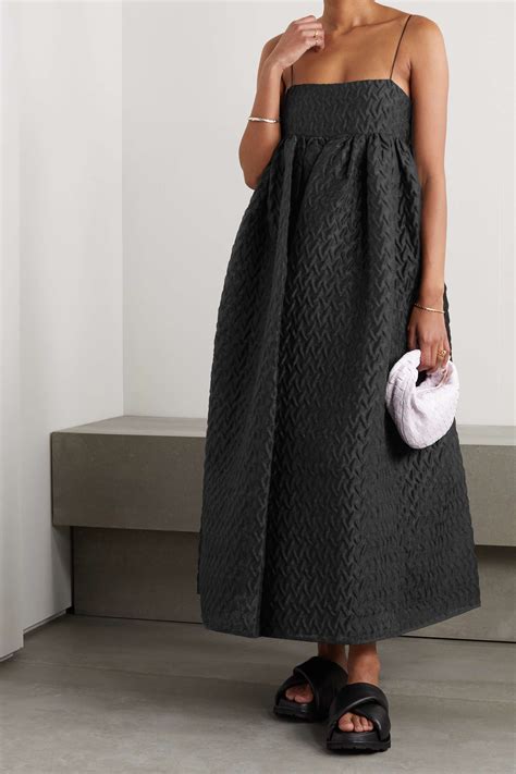 Cecilie Bahnsen Beth Oversized Linen Blend Matelassé Midi Dress Net A Porter